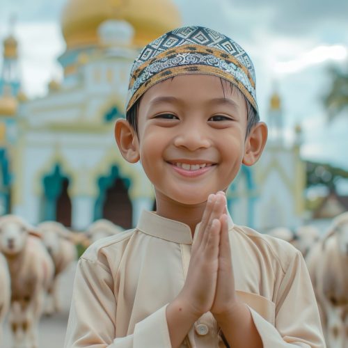 view photorealistic muslim people with animals prepared eid al adha offering